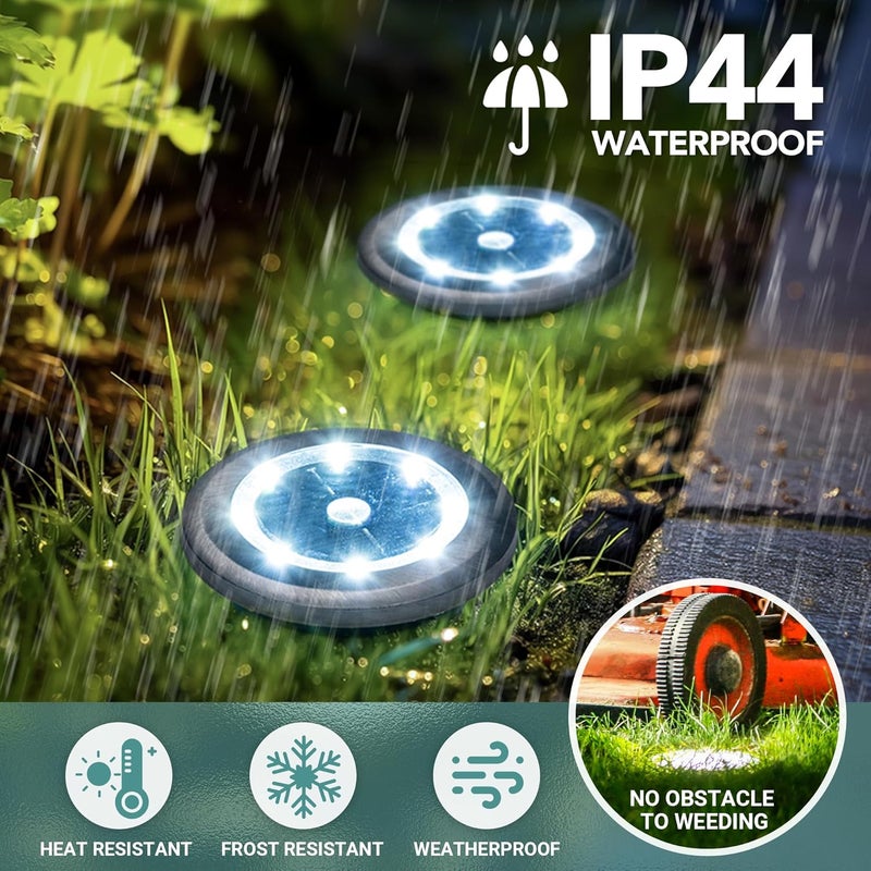 SOLPEX Mini Solar Ground Lights, 20 Pack Solar Lights Outdoor Waterproof, Pathway Lights Solar Powered, Solar Garden Lights, Landscape Lighting for Yard Driveway Walkway (Cool White) - Image 5